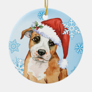 Lycklig Howlidays Staffordshire tjurTerrier Julgransprydnad Keramik