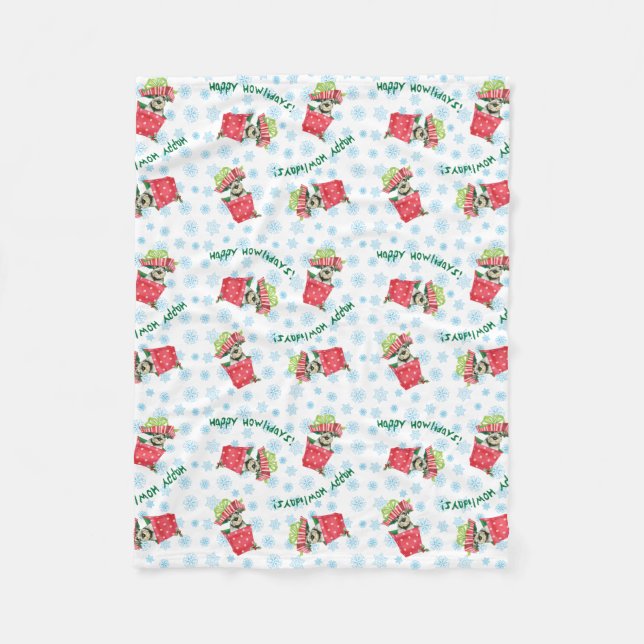 Lycklig Howlidays Standard Schnauzer Fleecefilt (Framsidan)