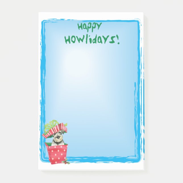 Lycklig Howlidays Standard Schnauzer Post-it Block (Framsida)