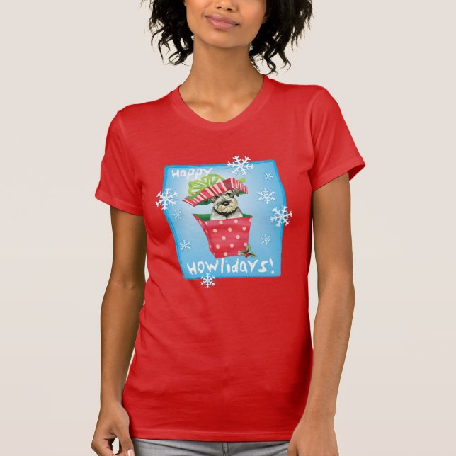 Lycklig Howlidays Standard Schnauzer T-Shirt (Framsida)