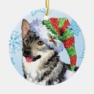 Lycklig Howlidays svensk Vallhund Julgransprydnad Keramik