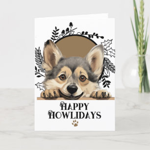 Lycklig Howlidays Sveriges Vallhund-Hund jul Helgkort