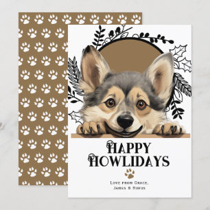Lycklig Howlidays Sveriges Vallhund-Hund jul Julkort