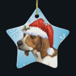Lycklig Howlidays Treeing fotgängare Julgransprydnad Keramik<br><div class="desc">Fira julhelgen med en Treeing fotgängareCoonhound som ha på sig en Santa hatt. Underbar helgdaggåvaidé för Hund-älska familj och vänner för fotgängare. Lyckliga Howlidays!</div>