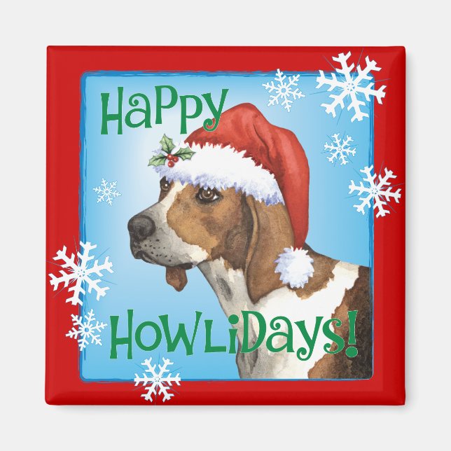 Lycklig Howlidays Treeing Walker Magnet (Framsidan)