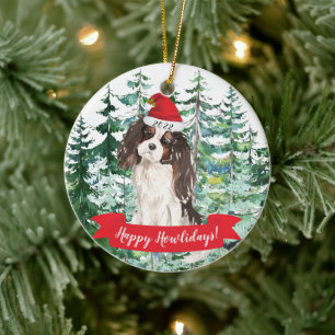 Lycklig Howlidays Tri färg Kung Charles jul O Julgransprydnad Keramik