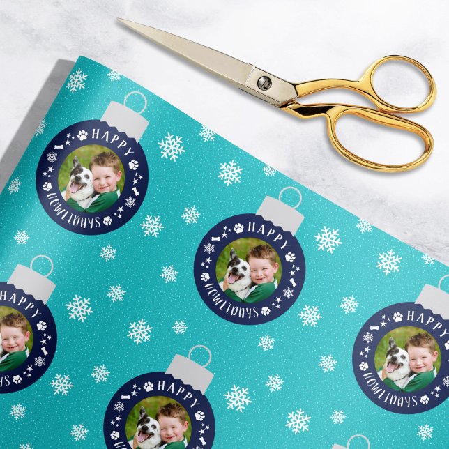 Lycklig Howlidays Turquise Anpassningsbar Hund Pho Presentpapper (Skapare uppladdad)