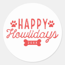 Lycklig Howlidays | Vit och röd Helgdag Runt Klistermärke