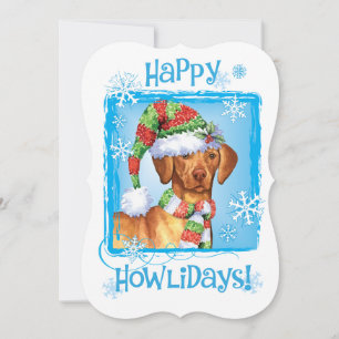 Lycklig Howlidays Vizsla Julkort