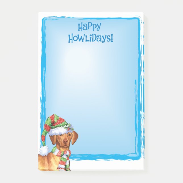 Lycklig Howlidays Vizsla Post-it Block (Framsida)