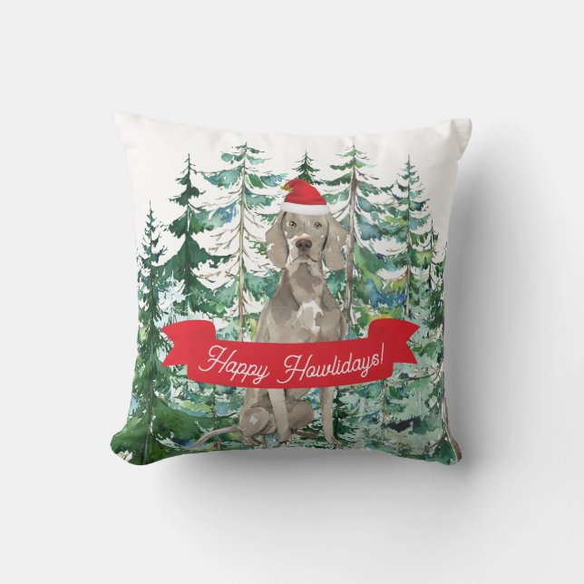 Lycklig Howlidays Weimaraner Hund jul Kudde (Framsida)