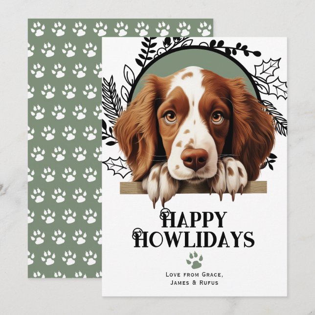 Lycklig Howlidays Welsh Springer Spain jul Julkort (Fram/baksida)