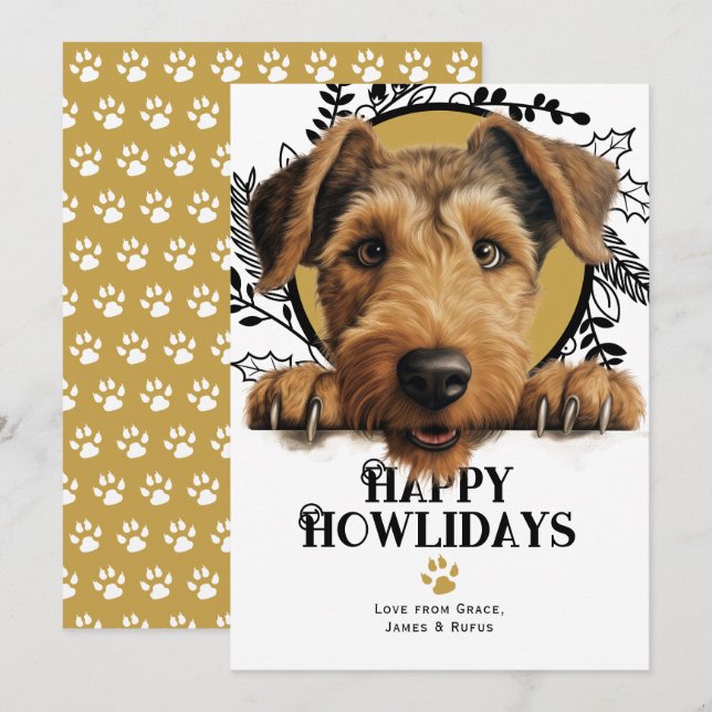 Lycklig Howlidays Welsh Terrier Hund jul Julkort (Fram/baksida)