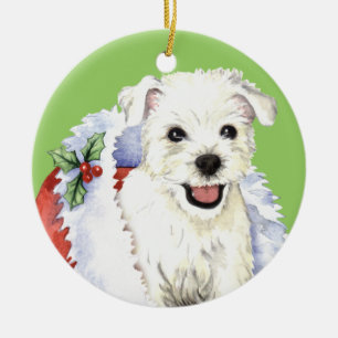 Lycklig Howlidays Westie Julgransprydnad Keramik