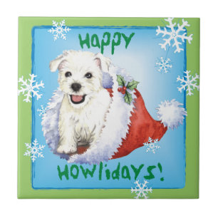 Lycklig Howlidays Westie Kakelplatta