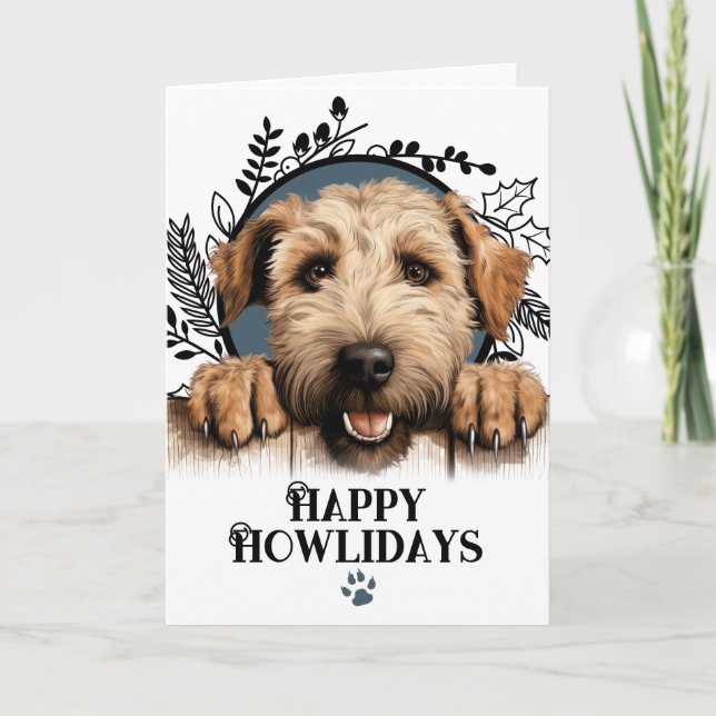 Lycklig Howlidays Wheaten Terrier Hund jul Helgkort (Framsida)