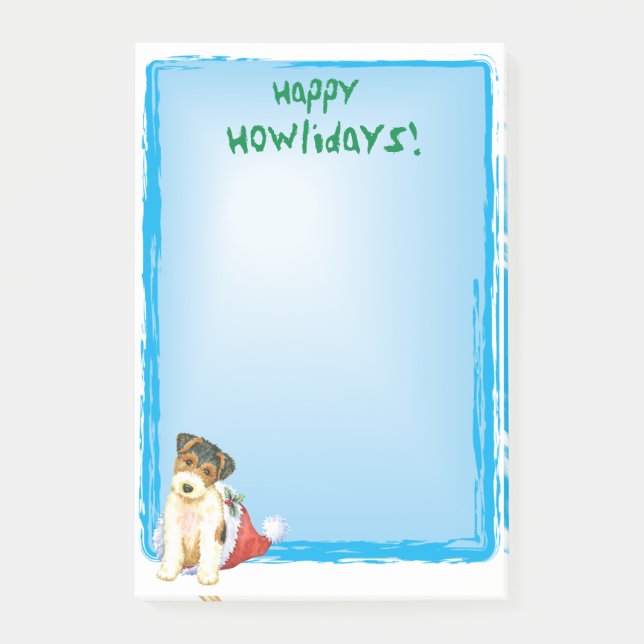 Lycklig Howlidays Wire Fox Terrier Post-it Block (Framsida)