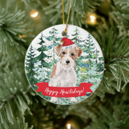 Lycklig Howlidays Wire Hred Jack Russell jul Julgransprydnad Keramik