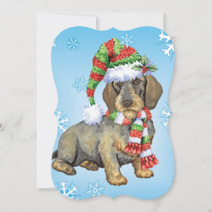 Lycklig Howlidays Wirehjärn Dachshund Julkort
