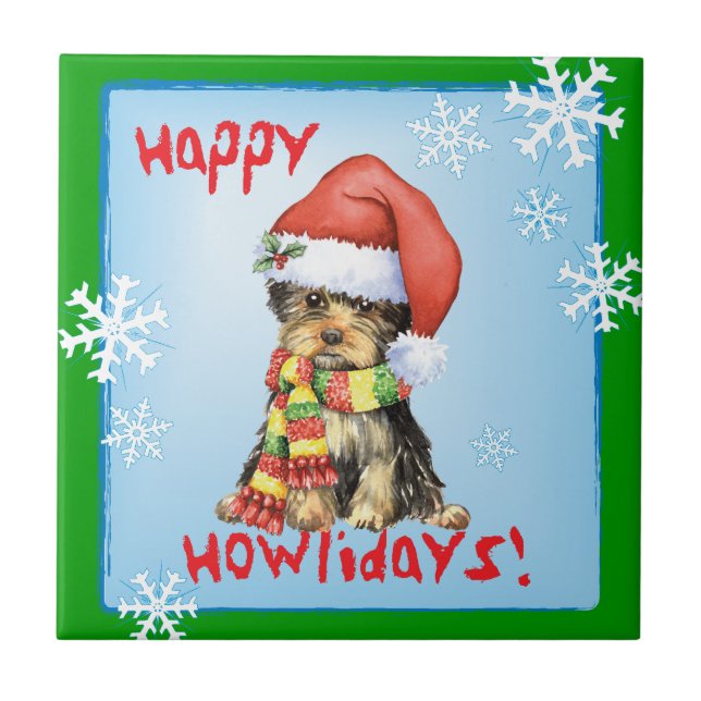 Lycklig Howlidays Yorkie Kakelplatta (Framsidan)