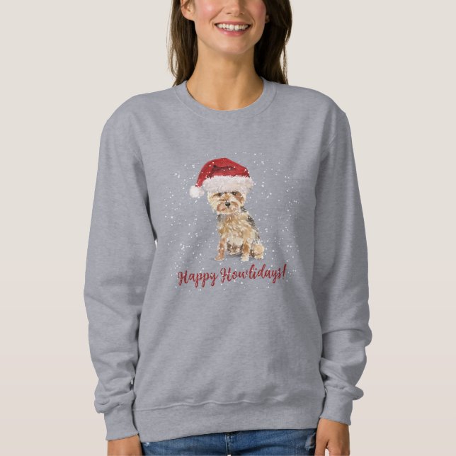 Lycklig Howlidays Yorkshire Terrier T Shirt (Framsida)