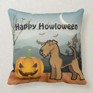 Lycklig Howloween AiredaleTerrier Kudde