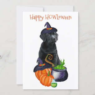 Lycklig HOWLoween Cute Black Labrador Puppy Hund Julkort