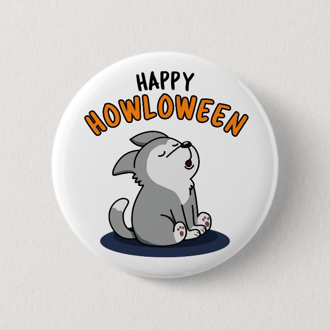 Lycklig Howloween Funny Puppy Hund Pun Knapp (Framsida)