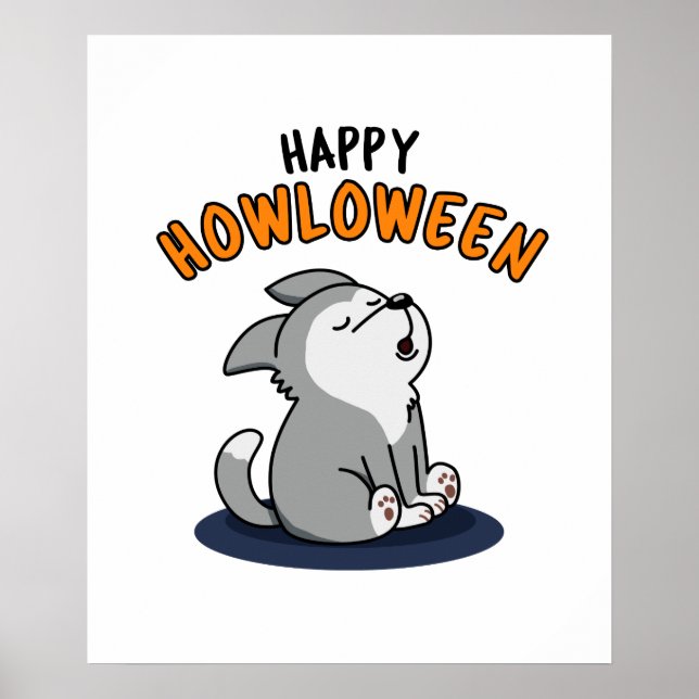 Lycklig Howloween Funny Puppy Hund Pun Poster (Framsidan)