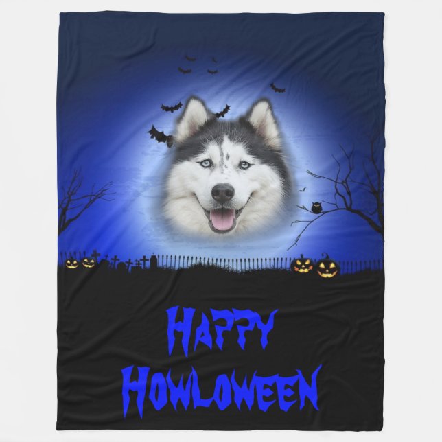 Lycklig Howloween Husky Fleecefilt (Framsidan)