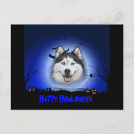 Lycklig Howloween Husky Vykort
