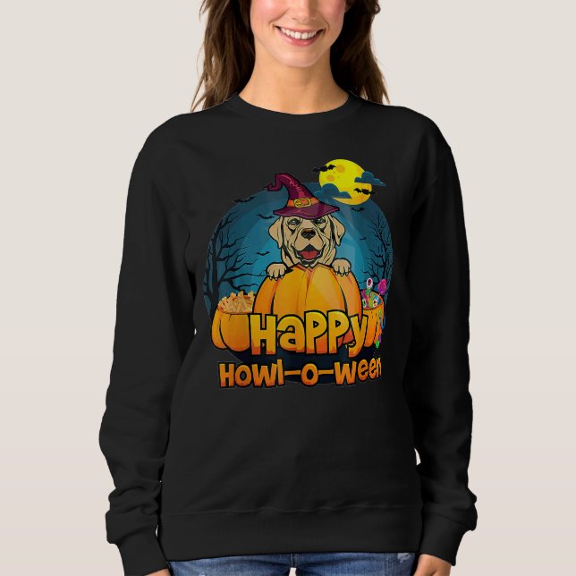 Lycklig Howloween Labrador Retriever Hund Hallowee T Shirt (Framsida)