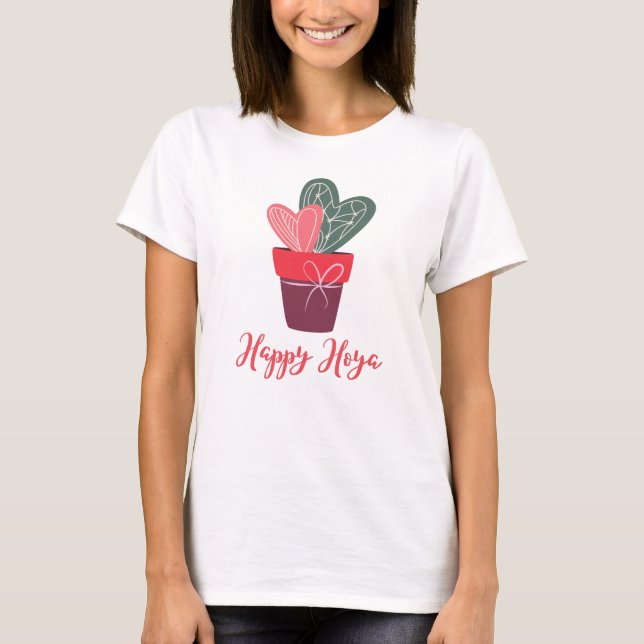 Lycklig Hoya Kärlek Hearts Romantic Valentines day T Shirt (Framsida)