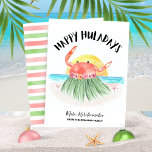 Lycklig Huladays Crab Beach Tropical Jul Julkort<br><div class="desc">Släpp loss en våg av tropisk helgdag med Lycklig Huladays Crab Beach Tropical julcard! De hawaiiska korten har en söt krabbhula som dansar i sol vid havet och som förkroppsligar perfekten blandning av jultuber och semestervibes. Det här unika kortet ger en roligt som vrider till julhelgen och växlar snöscener för...</div>