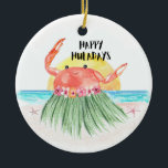 Lycklig Huladays Crab Tropical Beach-jul Julgransprydnad Keramik<br><div class="desc">Lägg till lite tropisk charm till julen med den här prydnaden "Lycklig Huladays" med en söt krabba som dansar i sol vid havet. Den här öga-fångsten av prydnadsföremål fångar julhelgens viskhet och ett roligt semestervib i ett enda. Anpassa den så att den blir speciell i extra - en tankfull gåva...</div>
