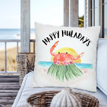Lycklig Huladays Crab Tropical Beach-jul Kudde<br><div class="desc">Ta med den vismliga charmen från stranden en jul till ditt hem med den här "Lycklig Huladays Crab"-julen dekorativ kudde, som har ett originalkonstverk av en söt krabdans vid havet. Denna öinspirerade, plusande kudde ger både komfort och tropisk beröring till ditt område. Oavsett om du dekorerar soffa för helgdagarna eller...</div>