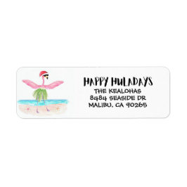 Lycklig Huladays Flamingo Santa Tropical Jul Returadress Etikett