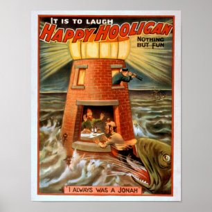 Lycklig huliganfyr- och Jonah lek Poster