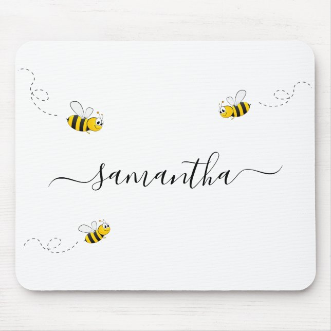 Lycklig humla, sommartid, roligt humor, monogram musmatta (Framsidan)