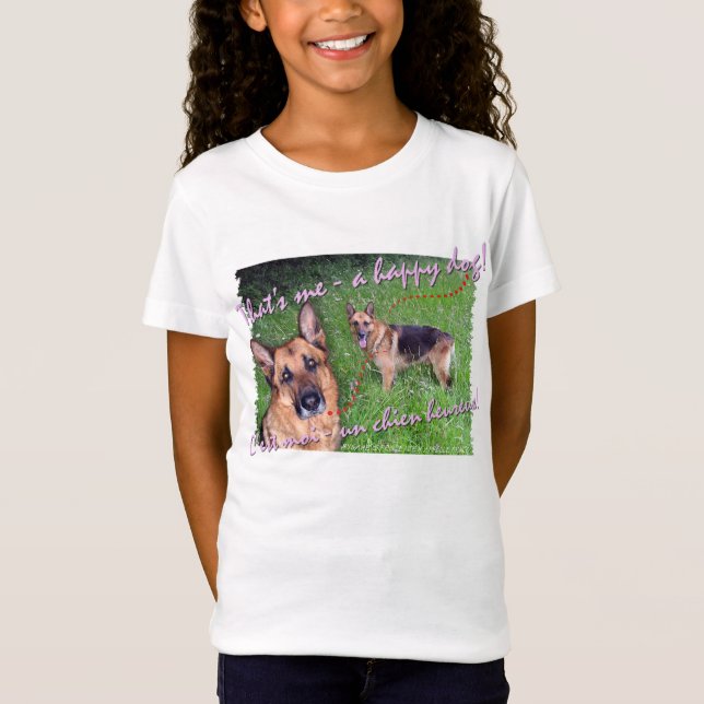 Lycklig Hund Bilingual T Shirt (Framsida)