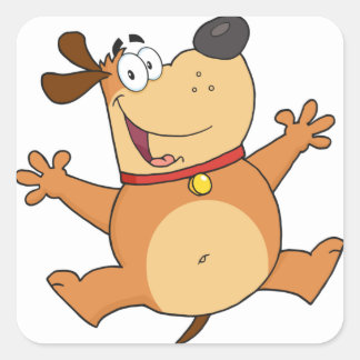 Lycklig Hund Fyrkantigt Klistermärke