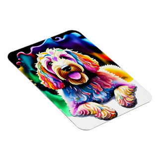 Lycklig Hund Goldendoodle Watercolor Design Magnet