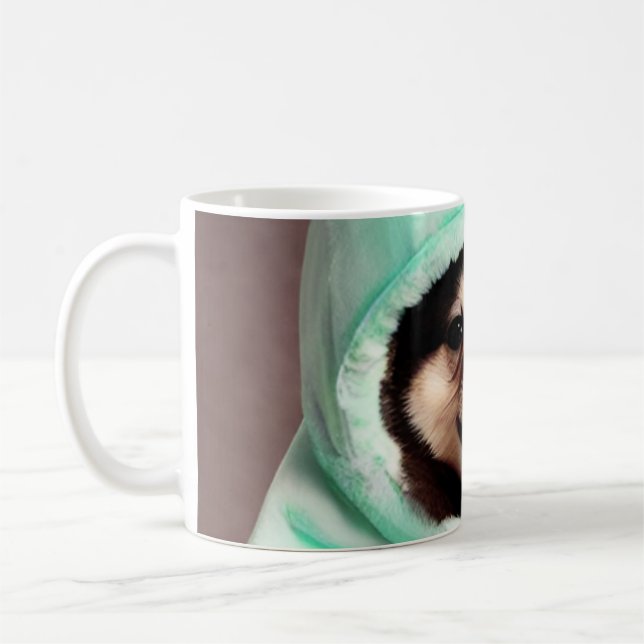 Lycklig Hund i en Mint Grönt Costume Kaffemugg (Vänster)