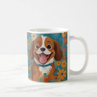 Lycklig Hund i Fält i Flowers Mugg