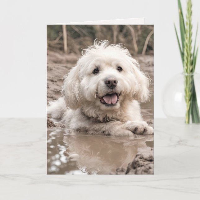 Lycklig Hund i Lera-puddle Kort (Framsida)