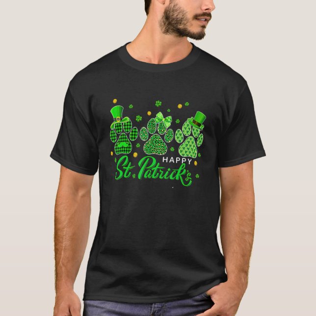 Lycklig Hund Leopard Skriv ut Hundägare St Patrick T Shirt (Framsida)