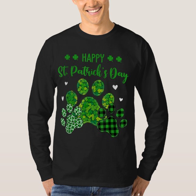 Lycklig Hund Leopard Skriv ut Hundägare St Patrick T Shirt (Framsida)