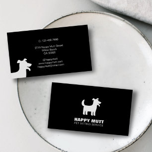 Lycklig Hund Logotyp Pet Sitta Service Black White Visitkort