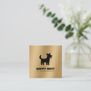 Lycklig Hund Logotyp Pet Sitta Service Care Faux G Fyrkantigt Visitkort