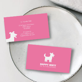 Lycklig Hund Logotyp Pet Sitta Service Care Rosa Visitkort
